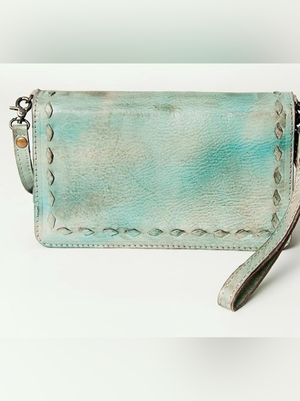 Never Mind handcrafted, vintage-style leather Patina look Mint  crossbody - Picture 6 of 6
